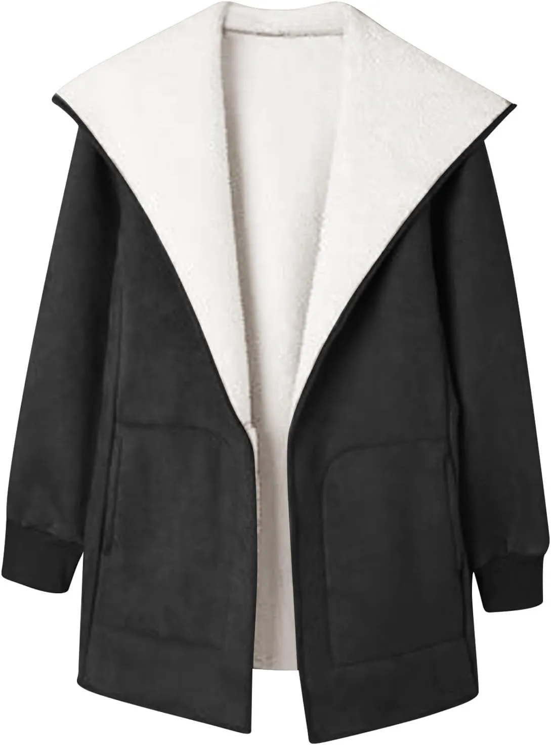 cooki Trench Coat for Women 2023 Women's Winter Warm Stand Collar Sherpa Lined Outerwear Fleece Jacket Coats Winter Warm Coat