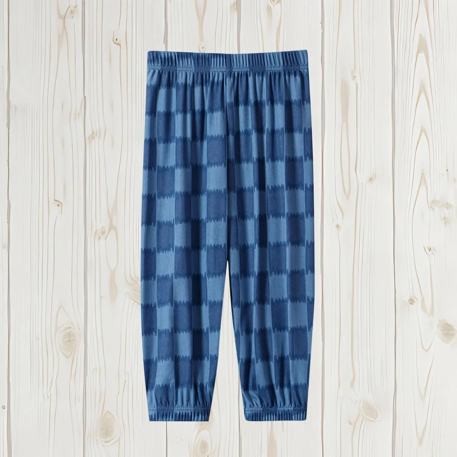 Cotton Girls and Checkered Sweatpants with Elastic Waist and Cuffed Hem for Casual and Stylish Wear
