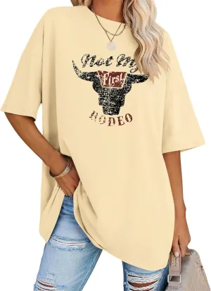 Cowgirl Shirts for Women Oversized Western Country Music Concert T-Shirts Vintage Cowboy Short Sleeve Tee Tops