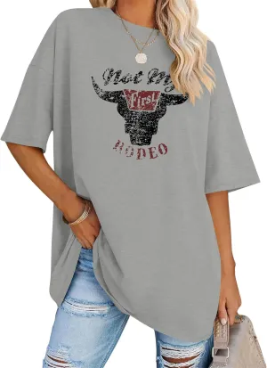 Cowgirl Shirts for Women Oversized Western Country Music Concert T-Shirts Vintage Cowboy Short Sleeve Tee Tops