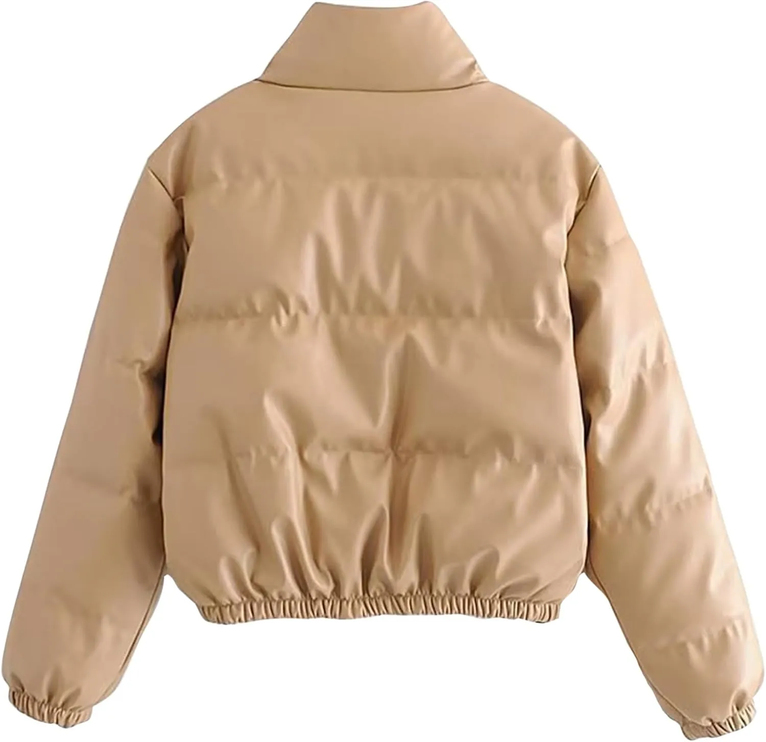 Cropped Puffer Coat For Women Trendy 2023 Quilted Stand Collar Zip Up Short Down Jackets Warm Winter Bubble Coat
