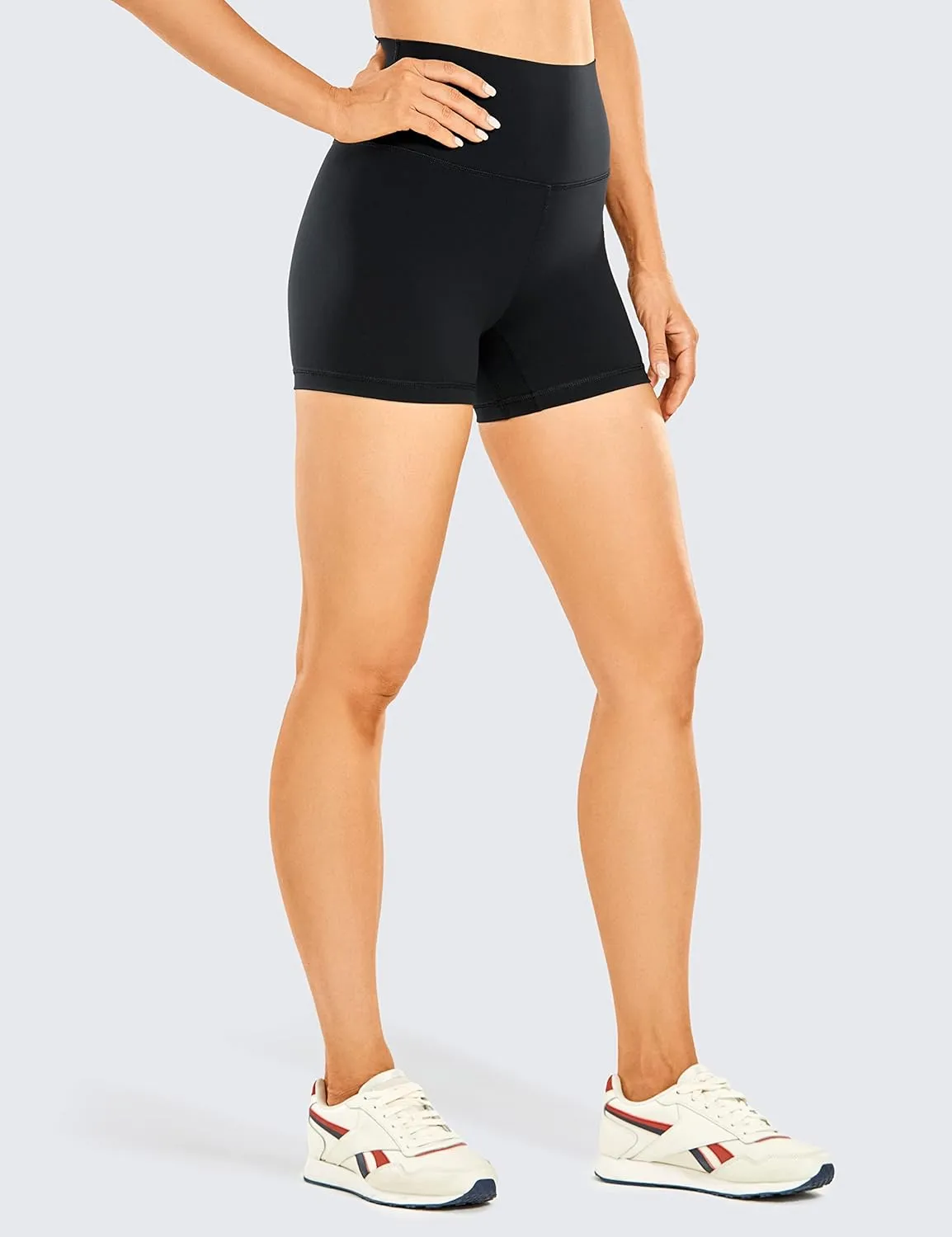 CRZ YOGA Women's Brushed Naked Feeling Biker Shorts 4''- High Waist Matte Workout Gym Running Spandex