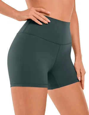 CRZ YOGA Women's Brushed Naked Feeling Biker Shorts 4''- High Waist Matte Workout Gym Running Spandex