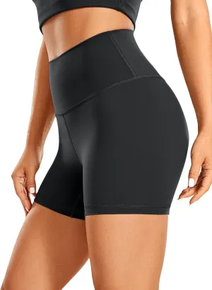 CRZ YOGA Women's Brushed Naked Feeling Biker Shorts 4''- High Waist Matte Workout Gym Running Spandex