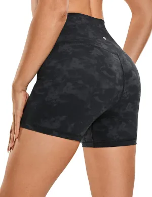 CRZ YOGA Women's Brushed Naked Feeling Biker Shorts 4''- High Waist Matte Workout Gym Running Spandex