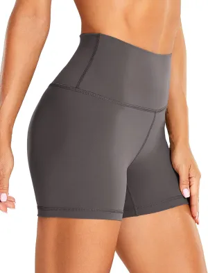 CRZ YOGA Women's Brushed Naked Feeling Biker Shorts 4''- High Waist Matte Workout Gym Running Spandex