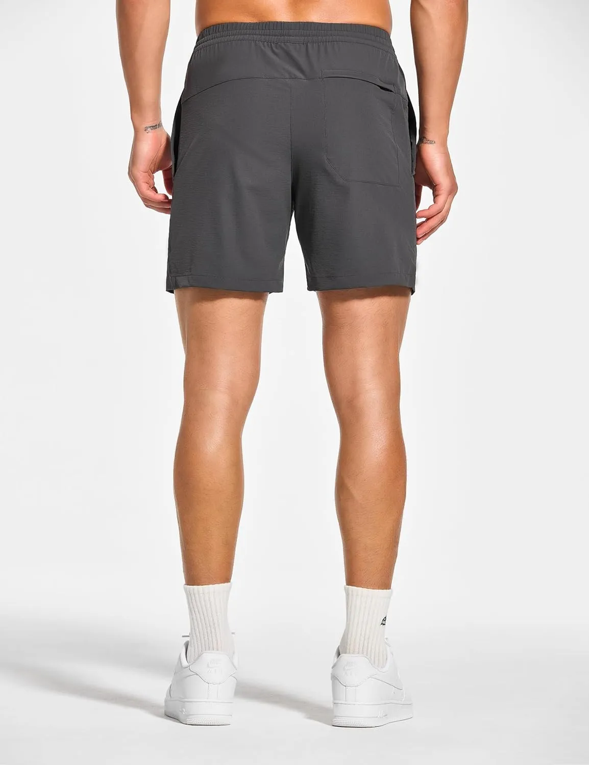 DEMOZU Men's 5 Inch Linerless Workout Casual Shorts Quick Dry Gym Running Athletic Shorts with Pockets