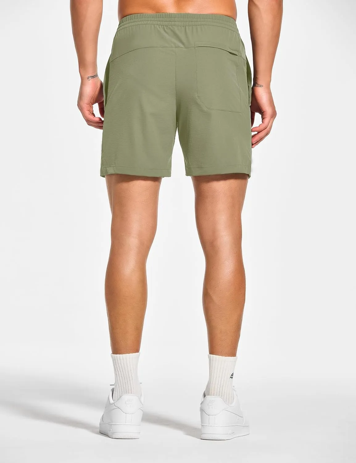 DEMOZU Men's 5 Inch Linerless Workout Casual Shorts Quick Dry Gym Running Athletic Shorts with Pockets