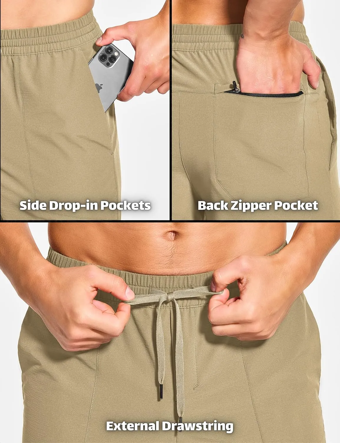 DEMOZU Men's 5 Inch Linerless Workout Casual Shorts Quick Dry Gym Running Athletic Shorts with Pockets