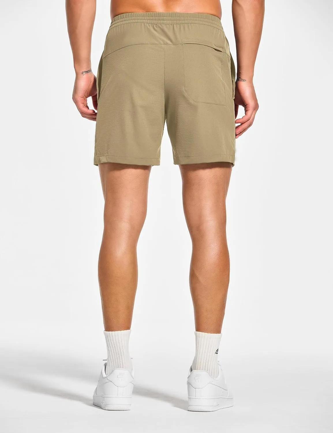 DEMOZU Men's 5 Inch Linerless Workout Casual Shorts Quick Dry Gym Running Athletic Shorts with Pockets