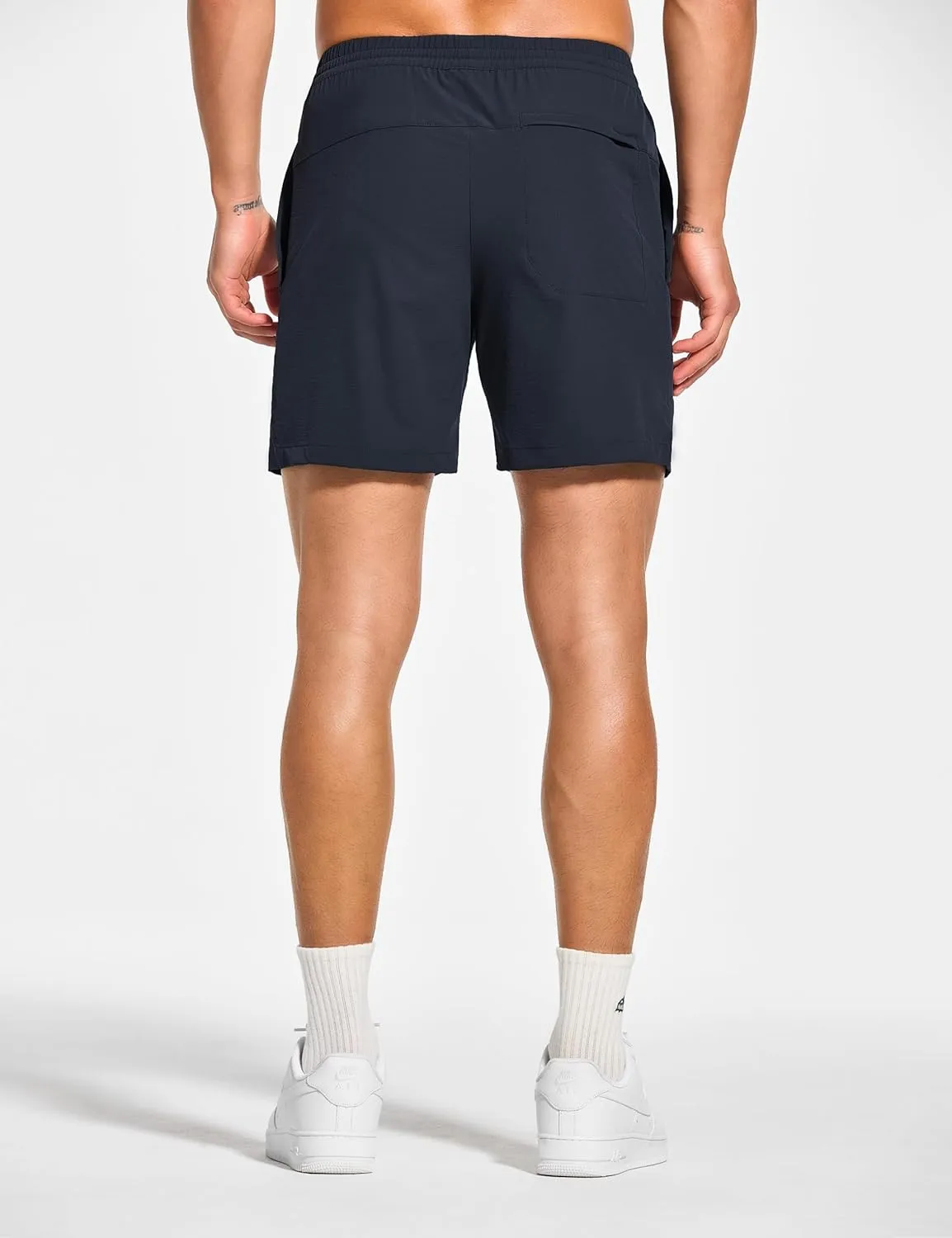 DEMOZU Men's 5 Inch Linerless Workout Casual Shorts Quick Dry Gym Running Athletic Shorts with Pockets