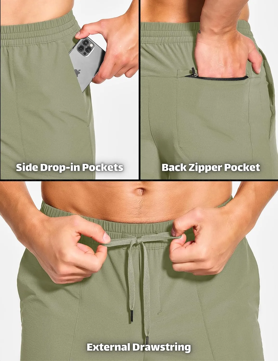DEMOZU Men's 5 Inch Linerless Workout Casual Shorts Quick Dry Gym Running Athletic Shorts with Pockets