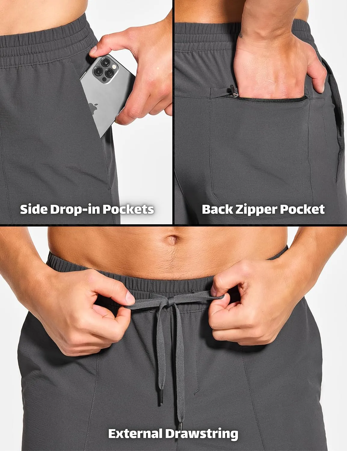 DEMOZU Men's 5 Inch Linerless Workout Casual Shorts Quick Dry Gym Running Athletic Shorts with Pockets