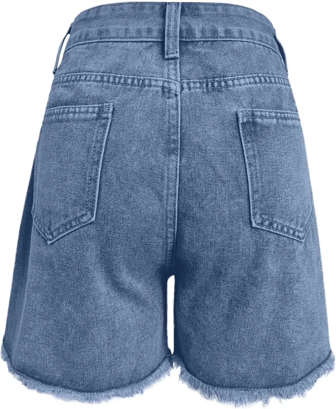 Denim Shorts Women High Waisted Stretchy Frayed Raw Hem Slit Jean Shorts with Pockets Trendy Distressed Cut Off Short