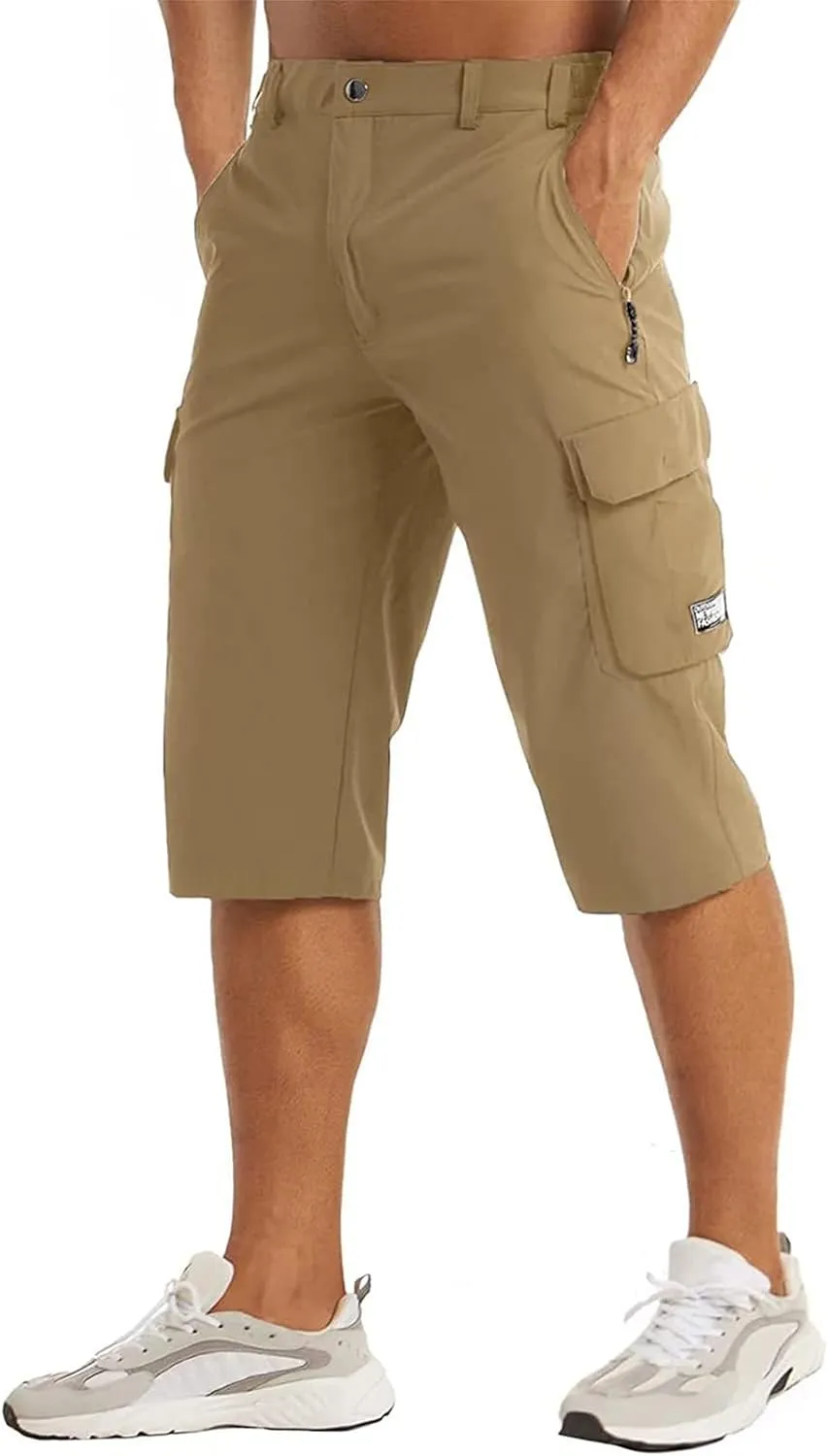 evzosrz Men's 3/4 Shorts Quick Dry Lightweight Workout Shorts Fishing Golf Athletic Hiking Capri Pants with Zipper Pockets