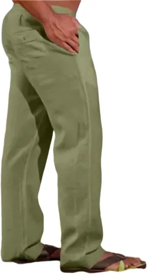 evzosrz Mens Casual Pants Loose Fit Elastic Waist Lightweight Drawstring Straight Pant Beach Yoga Fall Solid Trousers