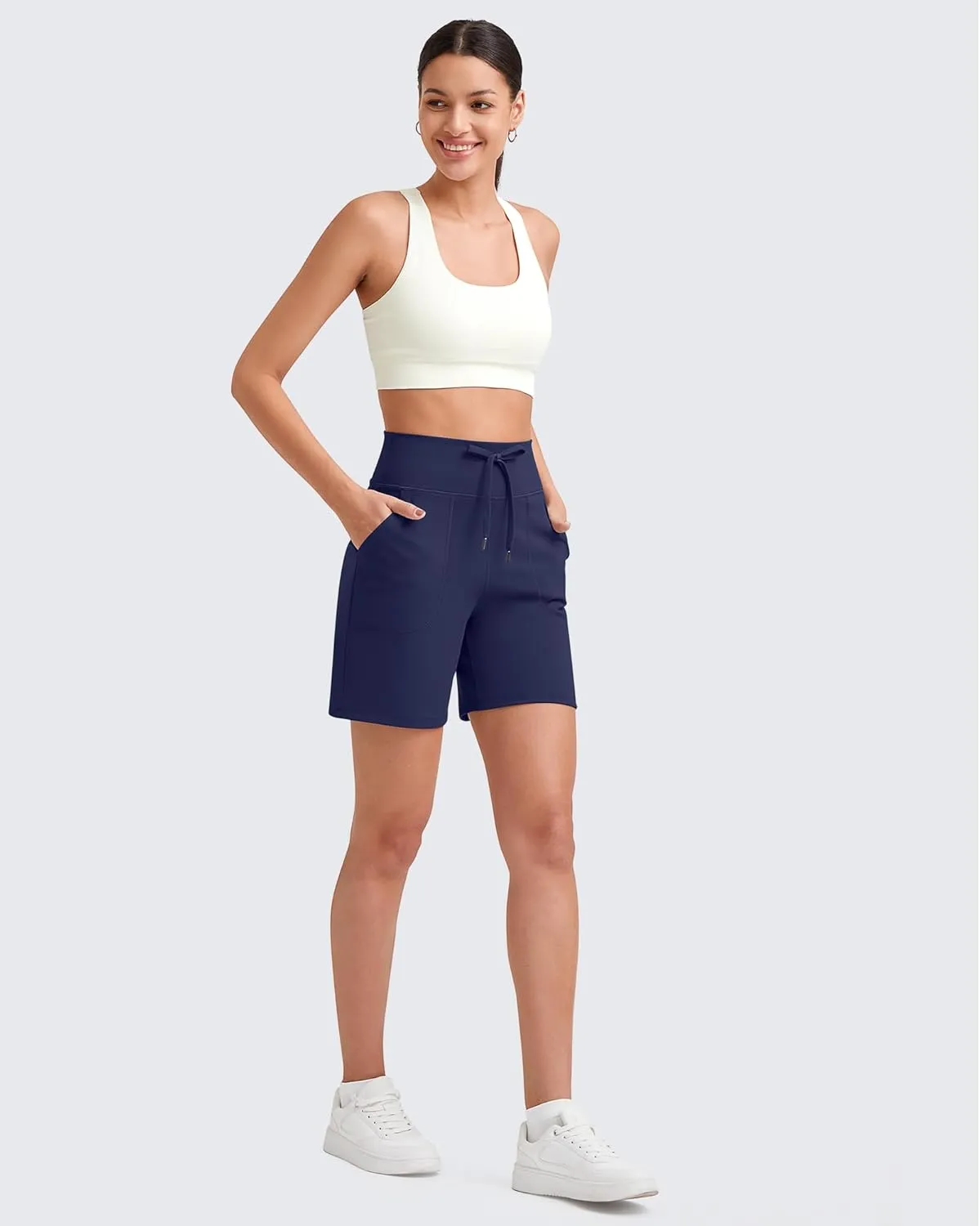 G4Free Women's Athletic Running Shorts High Waisted Bermuda Summer Casual Shorts for Golf Yoga with Pockets