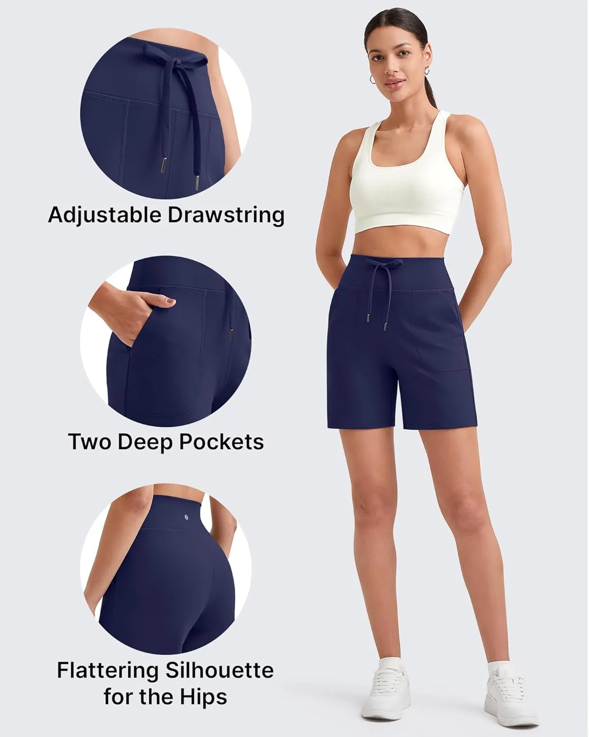 G4Free Women's Athletic Running Shorts High Waisted Bermuda Summer Casual Shorts for Golf Yoga with Pockets
