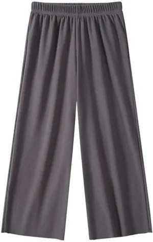 Girls Linen Wide Leg Pants Cute Loose Palazzo Harem Trouser with Pockets (5#12 Years) Green Cargo Pants