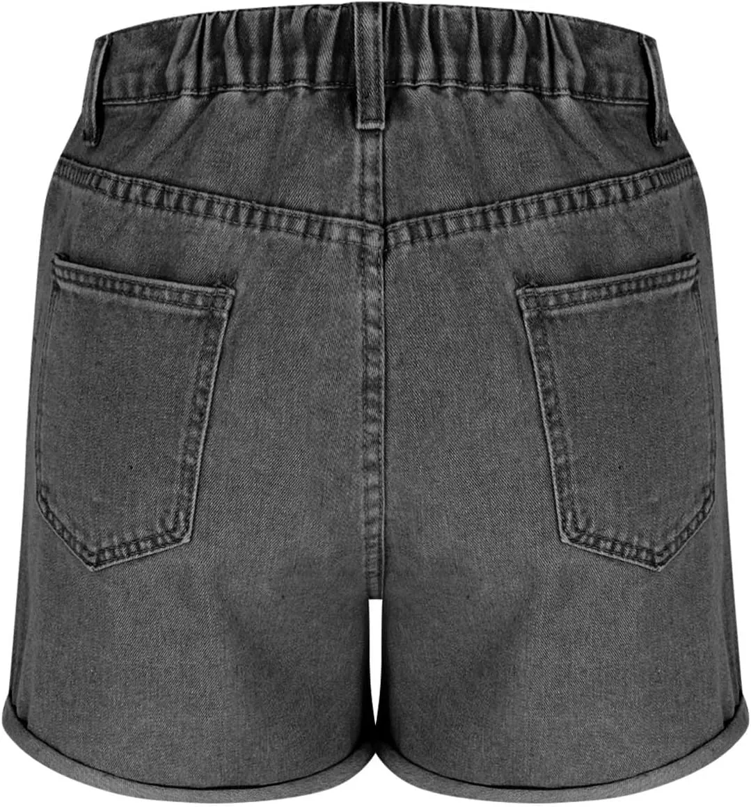 HGps8w Women's Wide Leg Rolled Hem Jean Shorts Trendy Casual 2025 Summer High Waisted Loose Denim Shorts with Pockets