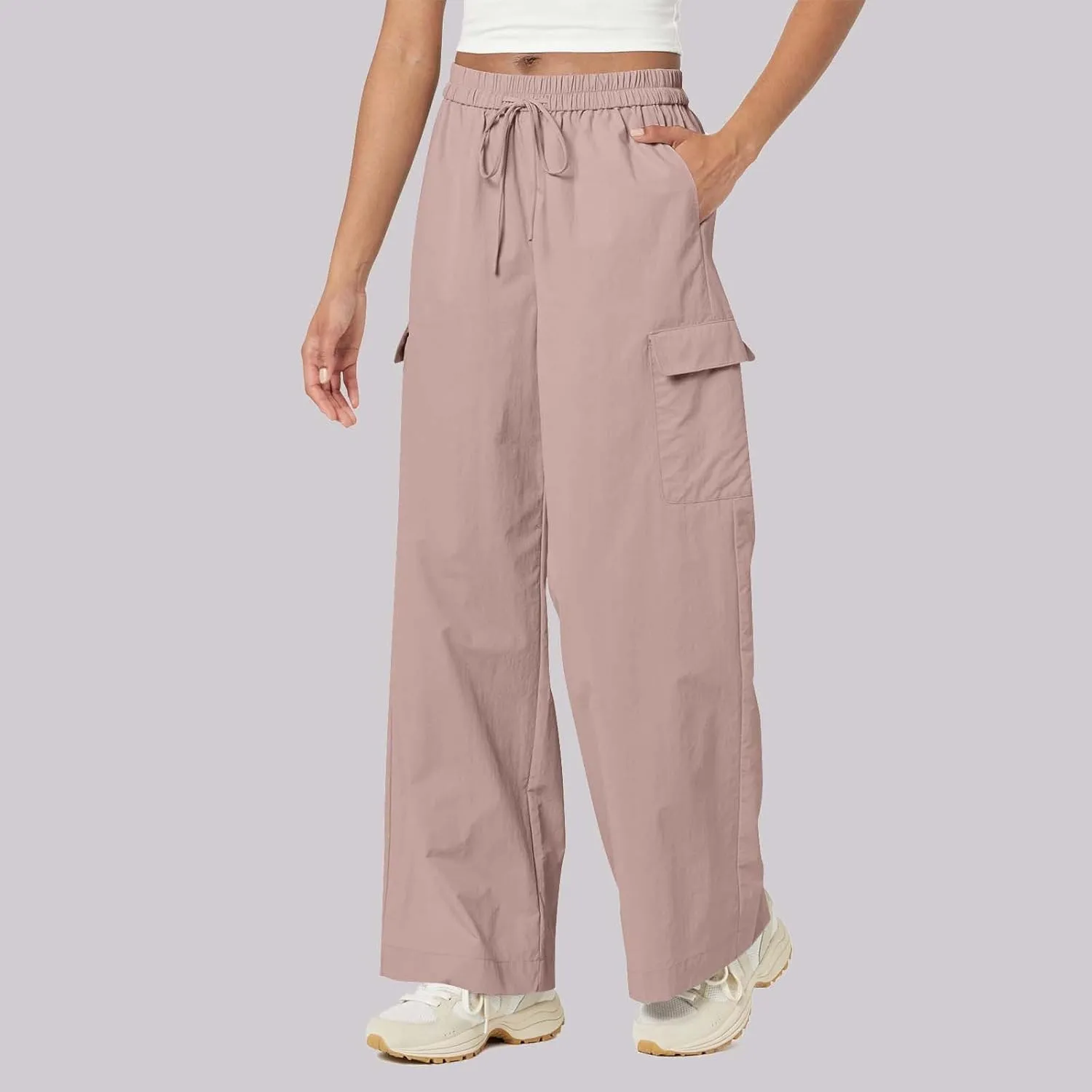 High Waisted Cargo Pants Women Y2K Drawstring Baggy Trendy Trousers with Pockets Casual Sweatpants Streetwear