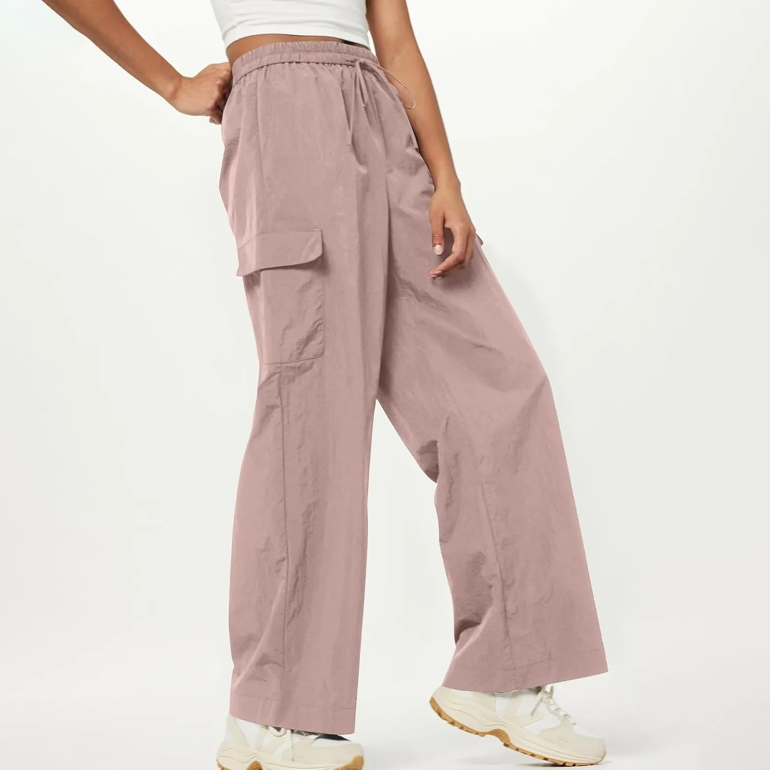 High Waisted Cargo Pants Women Y2K Drawstring Baggy Trendy Trousers with Pockets Casual Sweatpants Streetwear