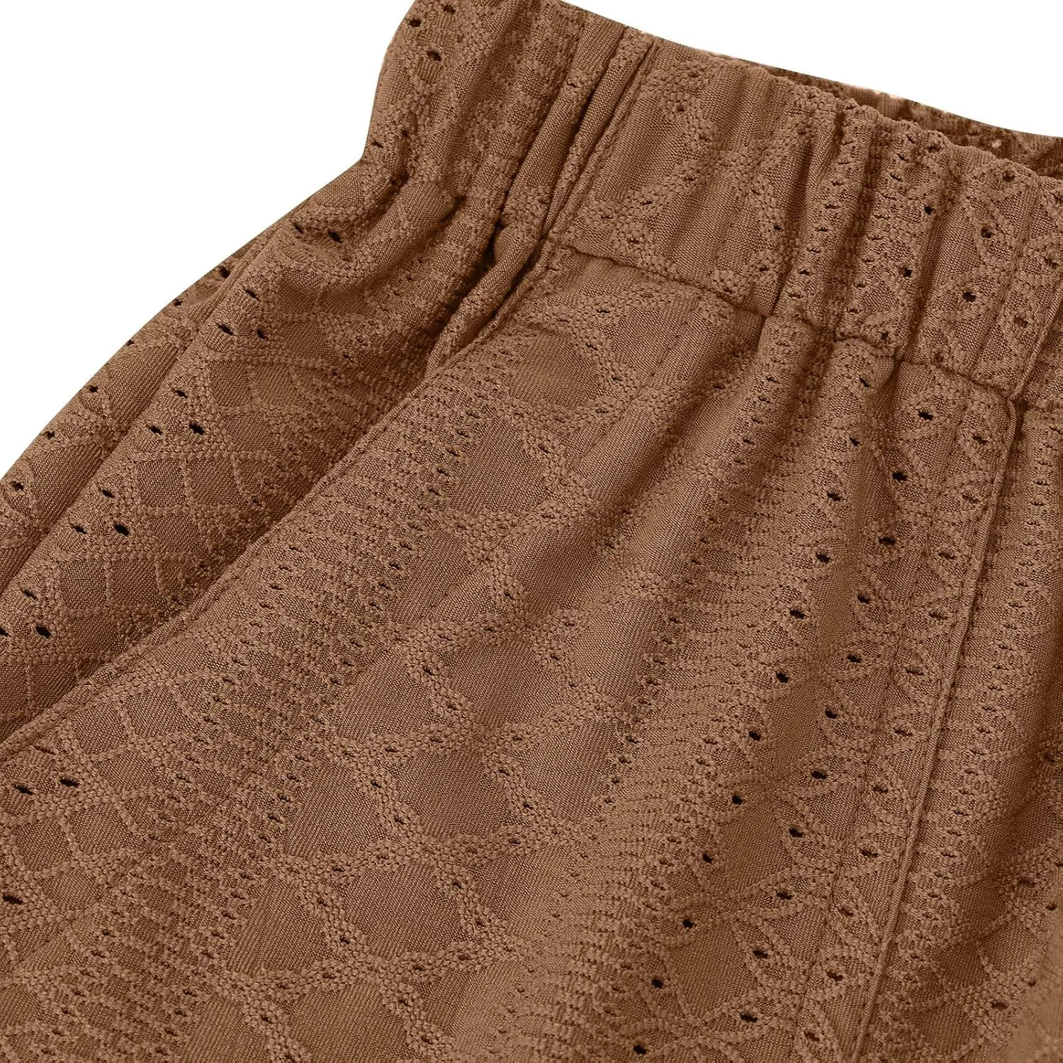 hlysgo Women's Eyelet Shorts Wide Leg High Waisted Drawstring Going Out Short 2025 Trendy Summer Casual Shorts with Pockets