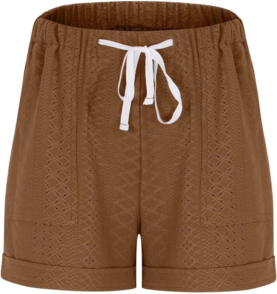 hlysgo Women's Eyelet Shorts Wide Leg High Waisted Drawstring Going Out Short 2025 Trendy Summer Casual Shorts with Pockets