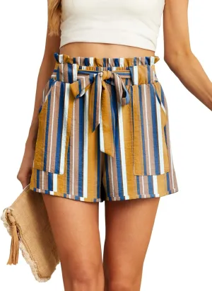 IWOLLENCE Womens Shorts with Pockets Summer Casual Shorts for Women Waist Casual Lightweight Adjustable Tie Knot Loose