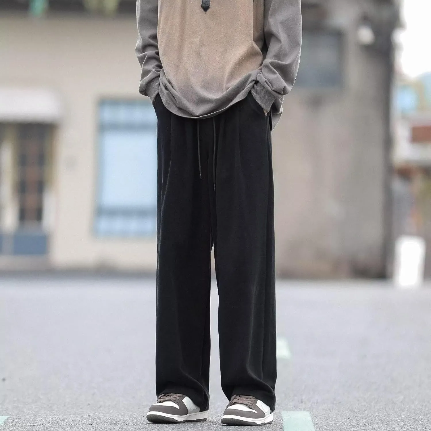 Japanese Retro Casual Trousers for Men, Korean Version, Loose Wide-Leg Straight Pants in Spring and Autumn