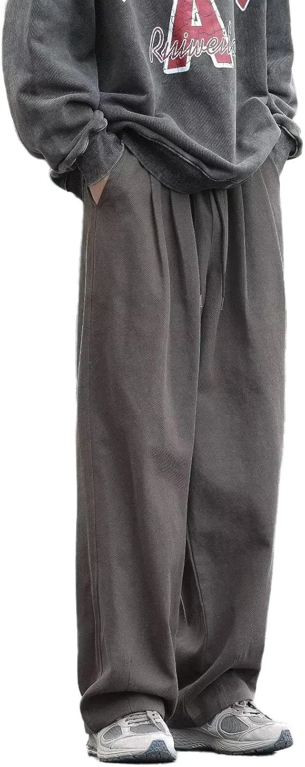 Japanese Retro Casual Trousers for Men, Korean Version, Loose Wide-Leg Straight Pants in Spring and Autumn