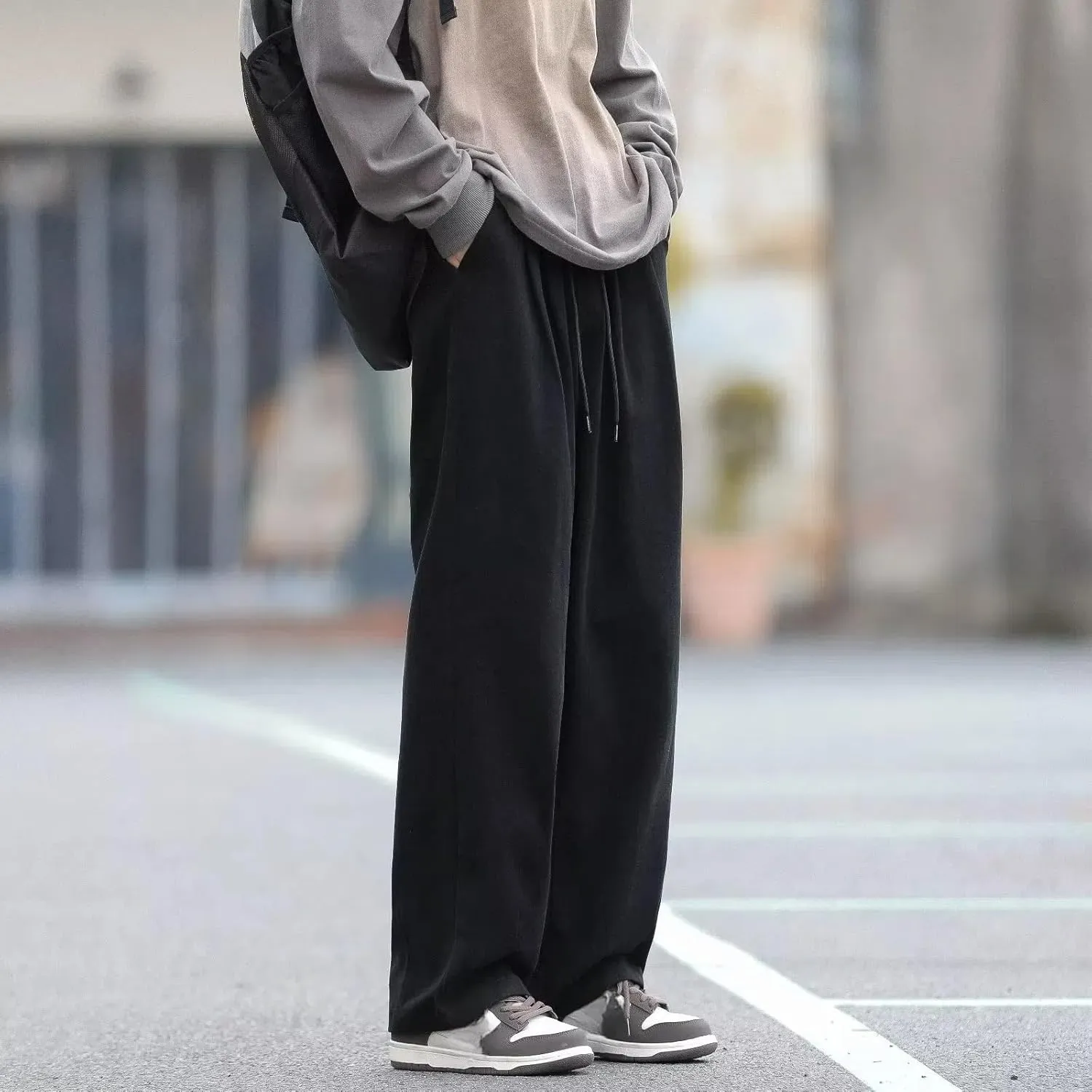 Japanese Retro Casual Trousers for Men, Korean Version, Loose Wide-Leg Straight Pants in Spring and Autumn