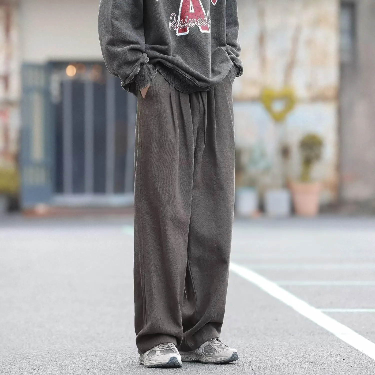 Japanese Retro Casual Trousers for Men, Korean Version, Loose Wide-Leg Straight Pants in Spring and Autumn