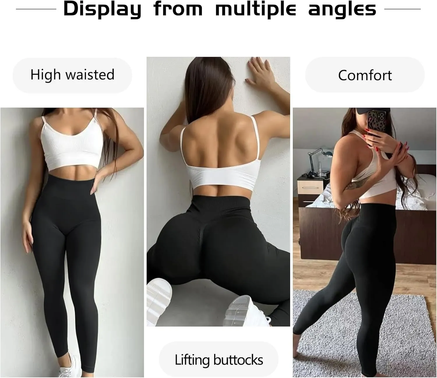 JGS1996 Hidden Scrunch Butt Lifting Leggings for Women Tummy Control High Waisted Workout Gym Seamless Impact Yoga Pants