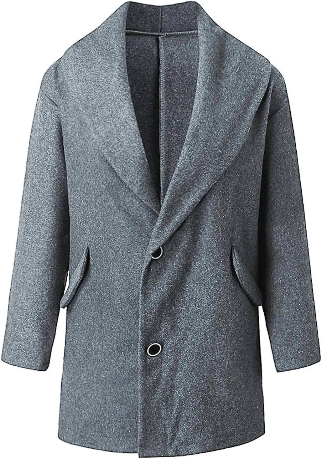 JOAU Women Single Breasted Lapel Pea Coat Casual Midi Long Work Office Business Overcoat Fashion Wool Blend Trench Coats
