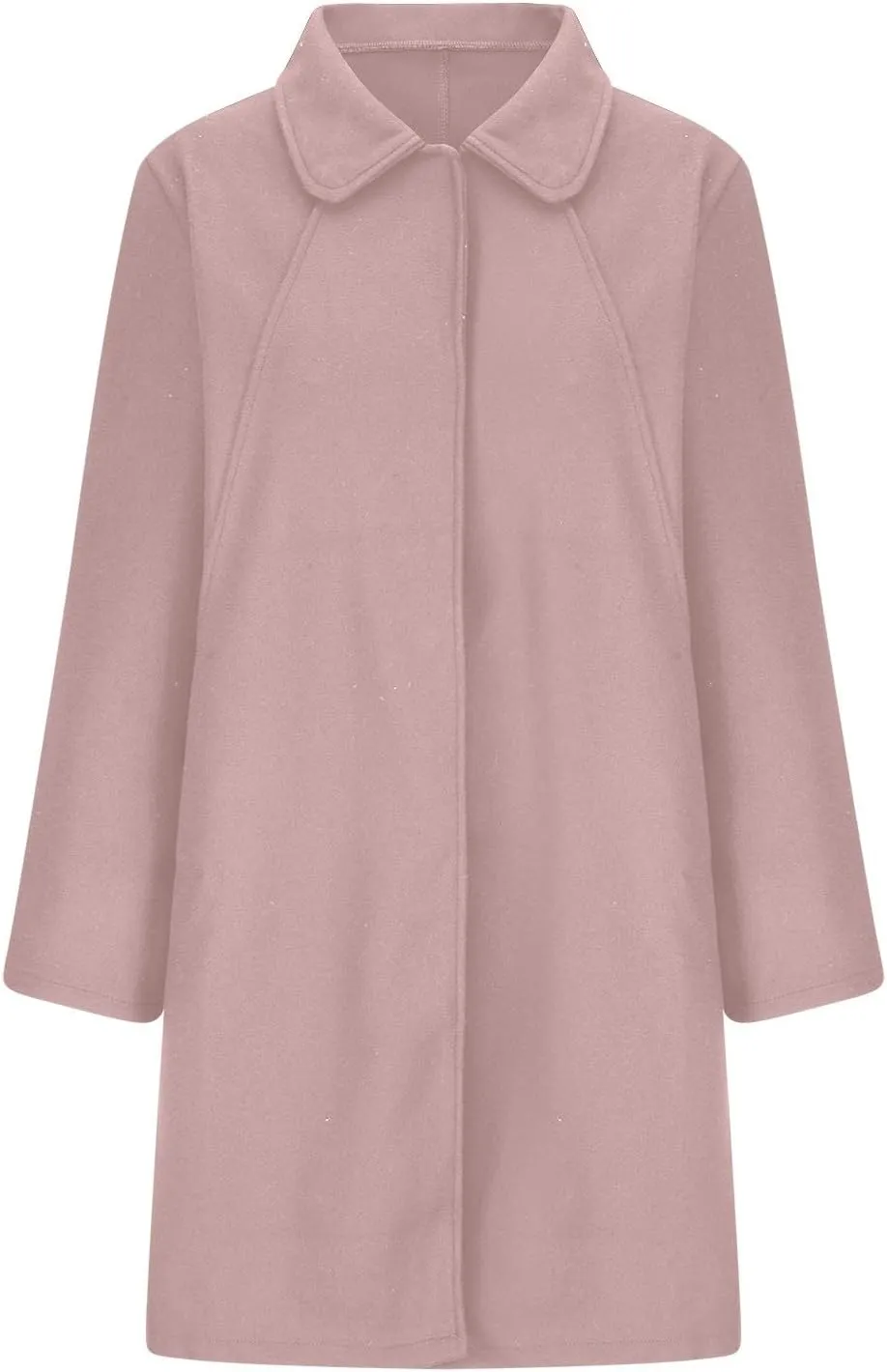 JOAU Women's Mid-Length Trench Coat Casual Fashion Slim Fit Lapel Button Down Wool Blend Pea Coats Elegant Overcoat Jackets