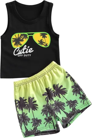 Karwuiio Toddler Baby Boys Outfit Sleeveless Vest Tank Tops Casual Shorts Sets 2PCS Summer Baby Clothes