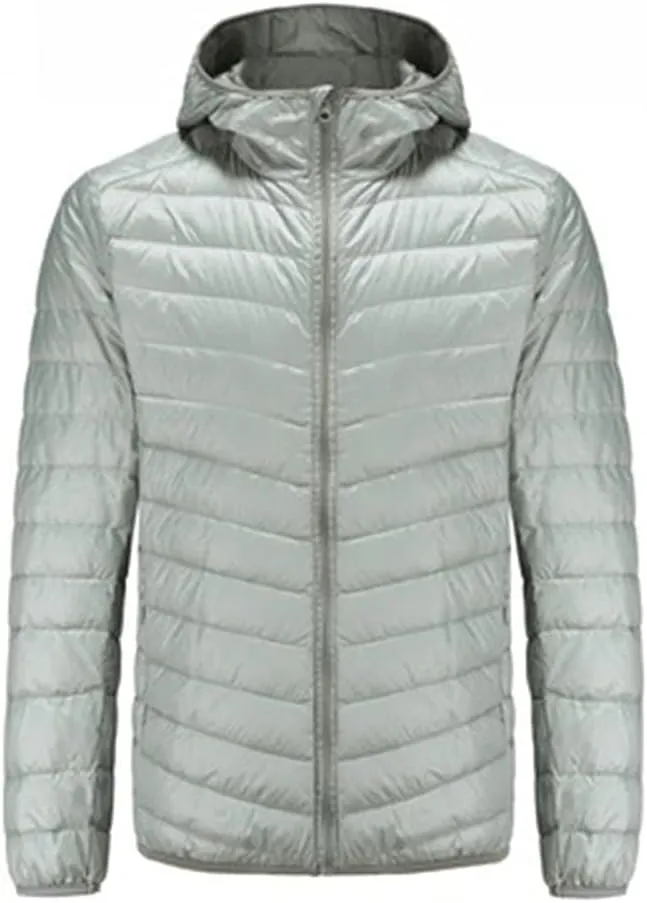 KISSQIQI Men's Winter Insulated Puffer Jackets Heavy Duty Hooded Down Coats Lightweight Water Resistant Down Puffer Jackets