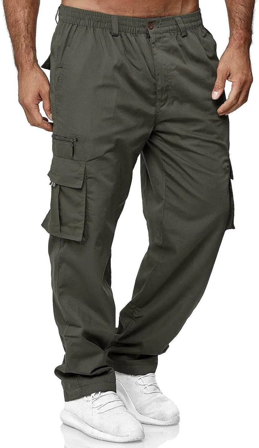 lcyhony Mencomfy Cargo Pants Relaxed Fit Multipants - High Stretch Multi-Pocket Durable Cargo Pants Summer Casual Work Pant