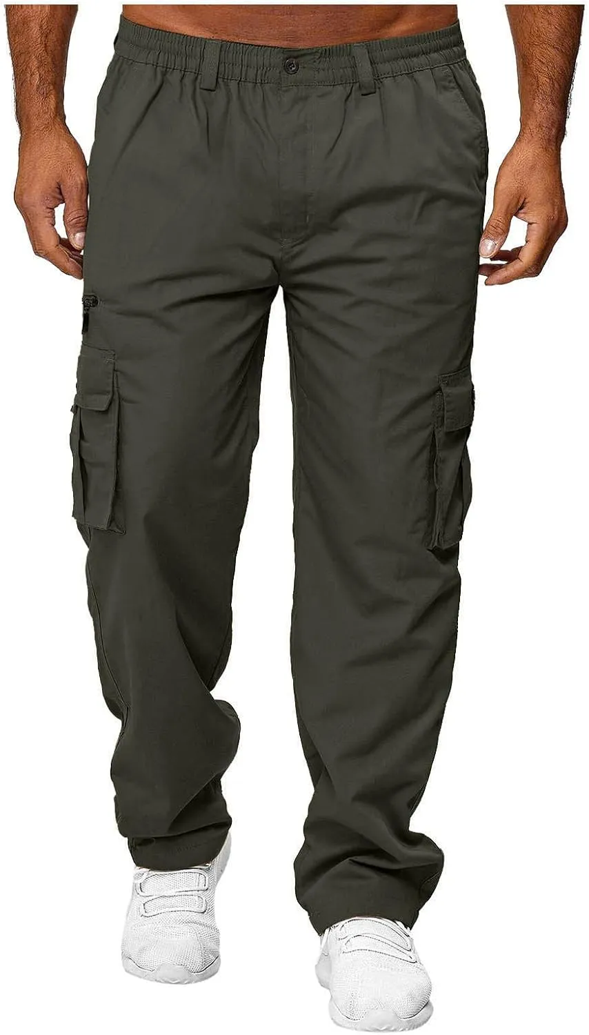 lcyhony Mencomfy Cargo Pants Relaxed Fit Multipants - High Stretch Multi-Pocket Durable Cargo Pants Summer Casual Work Pant