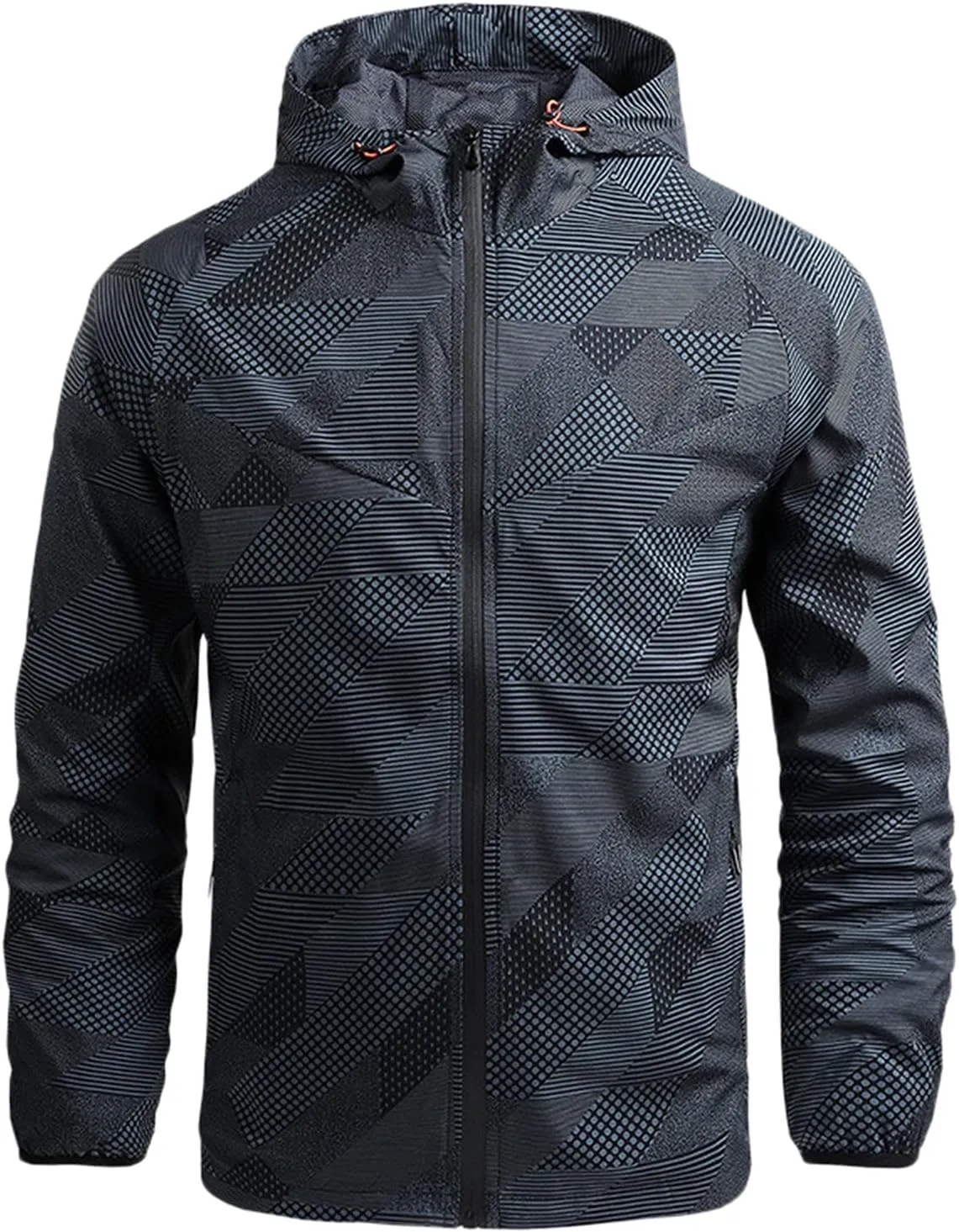 Lightweight Rain Jackets for Men Outdoor Waterproof Hooded Raincoat Casual Loose Fit Hiking Travel Print Windbreakers
