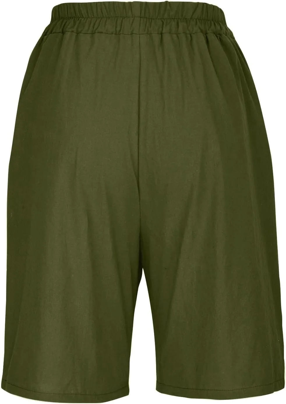 Linen Shorts for Women Summer High Elastic Waisted Dressy Casual Bermuda Shorts Pleated Wide Leg Joggers Sweatpants