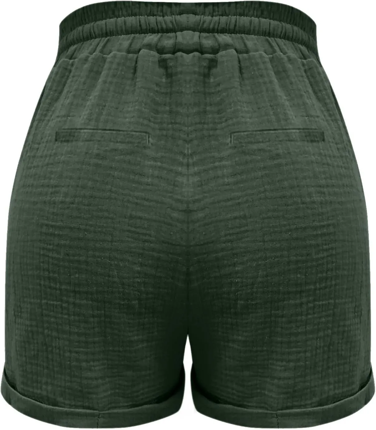 Linen Shots for Women Summer Drawstring Elastic High Waist Beach Resort Wear Casual Dressy Short Pants with Pockets