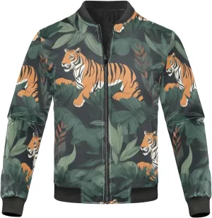 linqin Tigers Pattern Mens Rain Jacket Lightweight Mens Jackets Windbreakers Jacket With Zipper Men Cycling