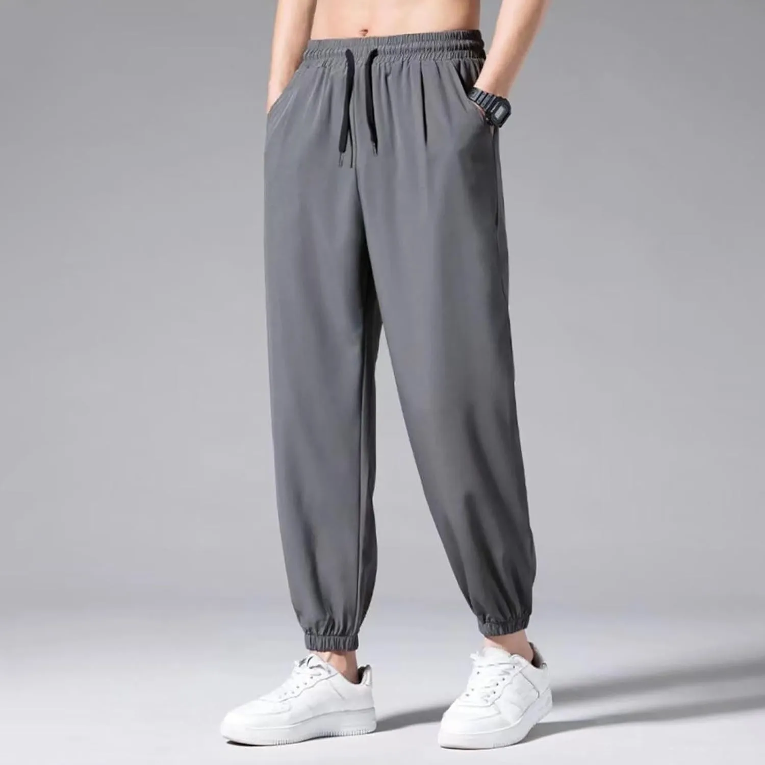 Litetao Sweatpants for Men Baggy Casual Unisex Stretch Quick Drying Pants Casual Summer Drawstring Sports Pants with Pockets