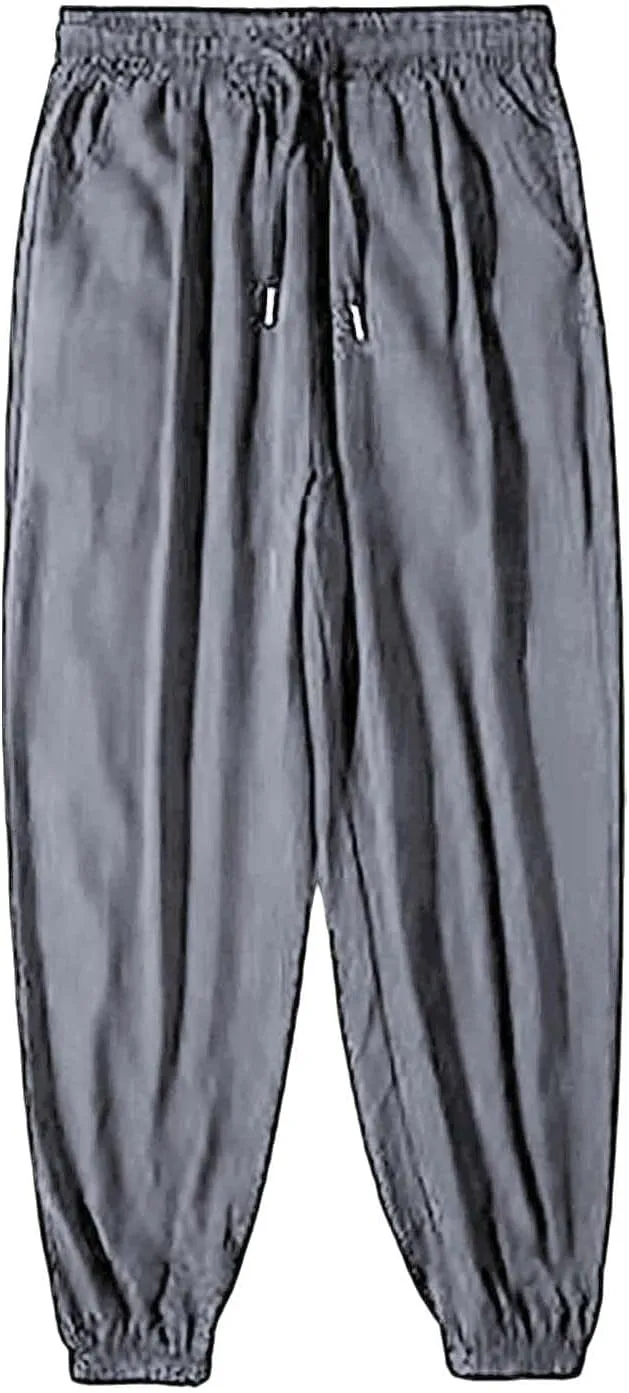 Litetao Sweatpants for Men Baggy Casual Unisex Stretch Quick Drying Pants Casual Summer Drawstring Sports Pants with Pockets