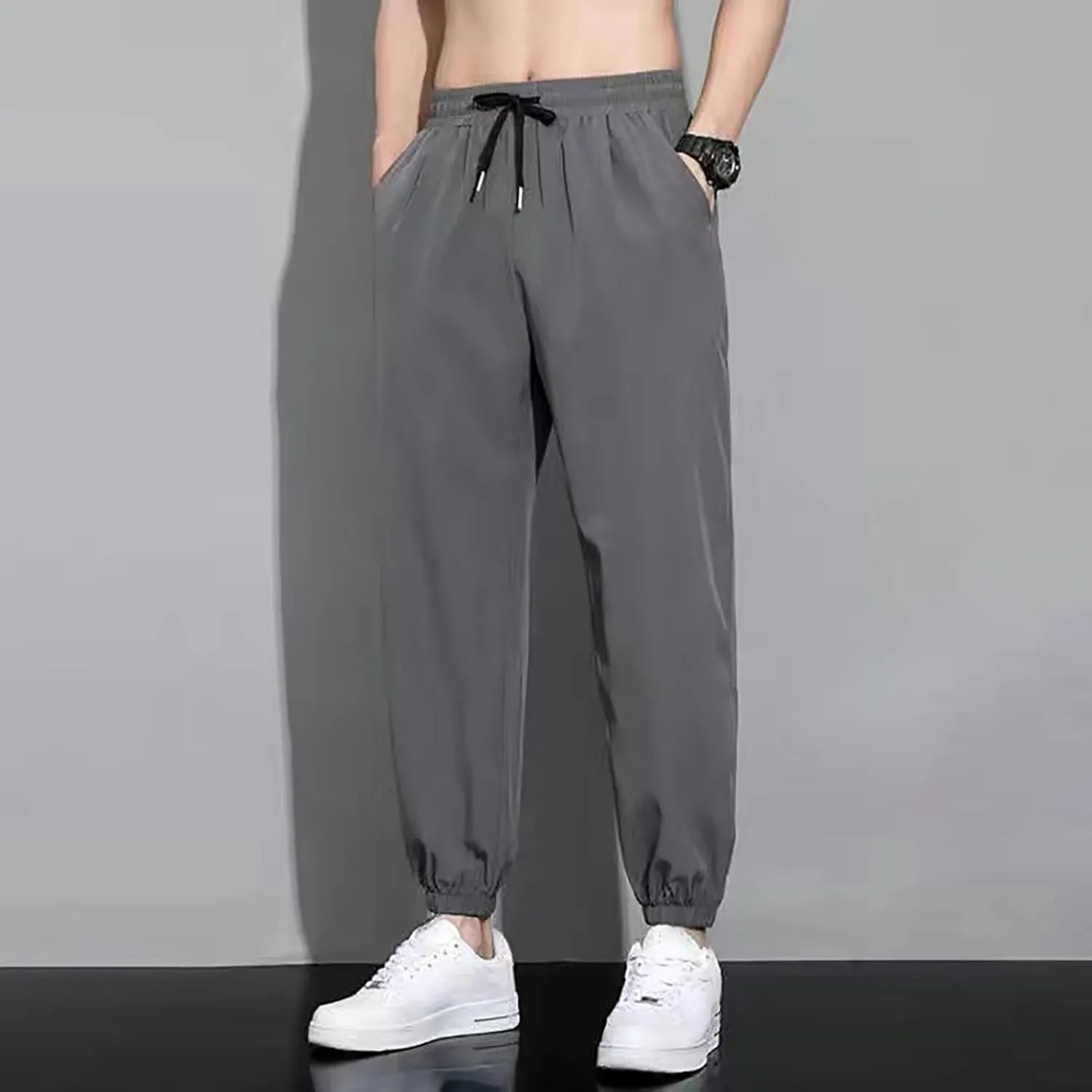 Litetao Sweatpants for Men Baggy Casual Unisex Stretch Quick Drying Pants Casual Summer Drawstring Sports Pants with Pockets