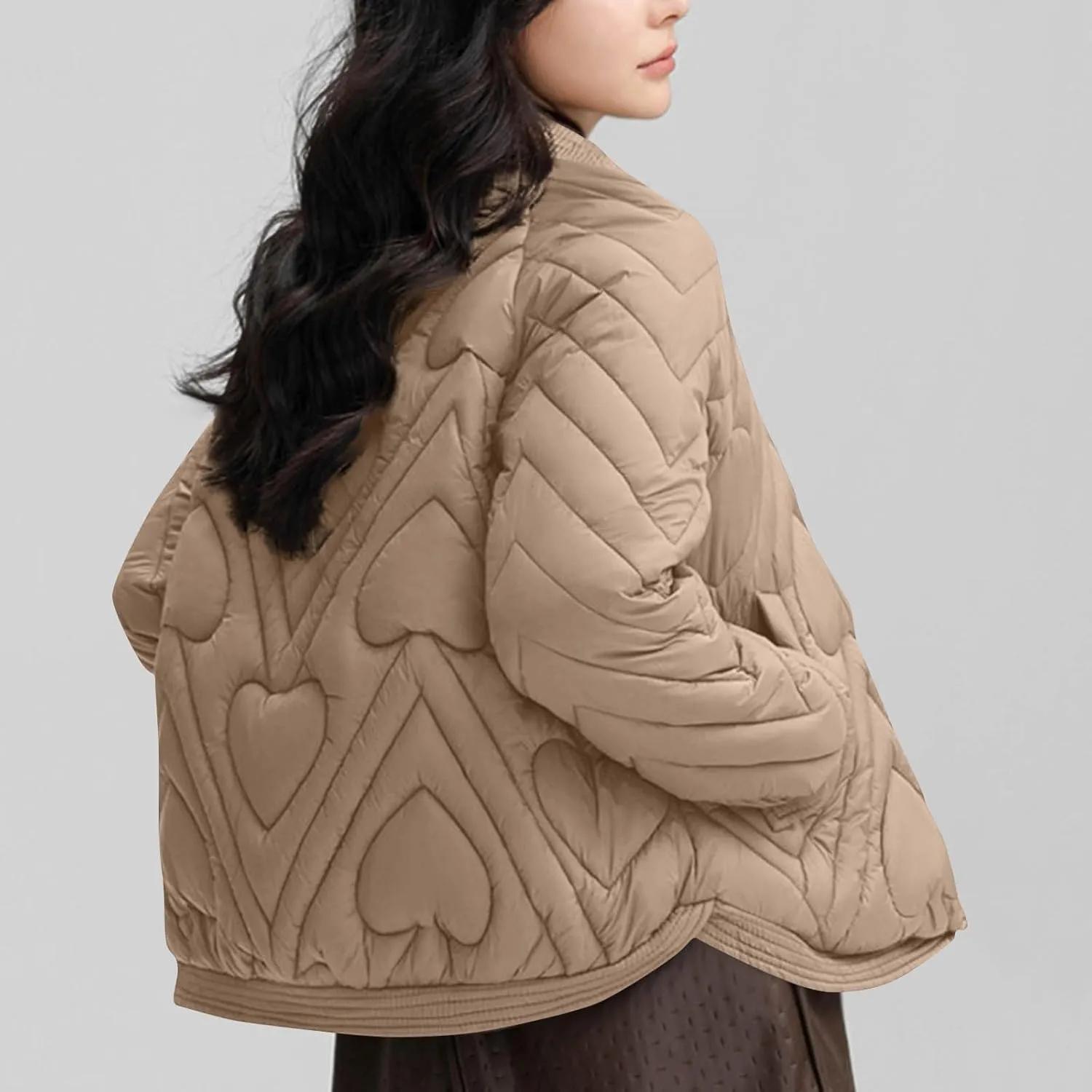 Lmdudan Women's Puffer Jacket Quilted Down Jackets Button Down Padded Lightweight Outwear with Pockets 2024 Winter