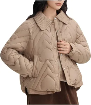Lmdudan Women's Puffer Jacket Quilted Down Jackets Button Down Padded Lightweight Outwear with Pockets 2024 Winter
