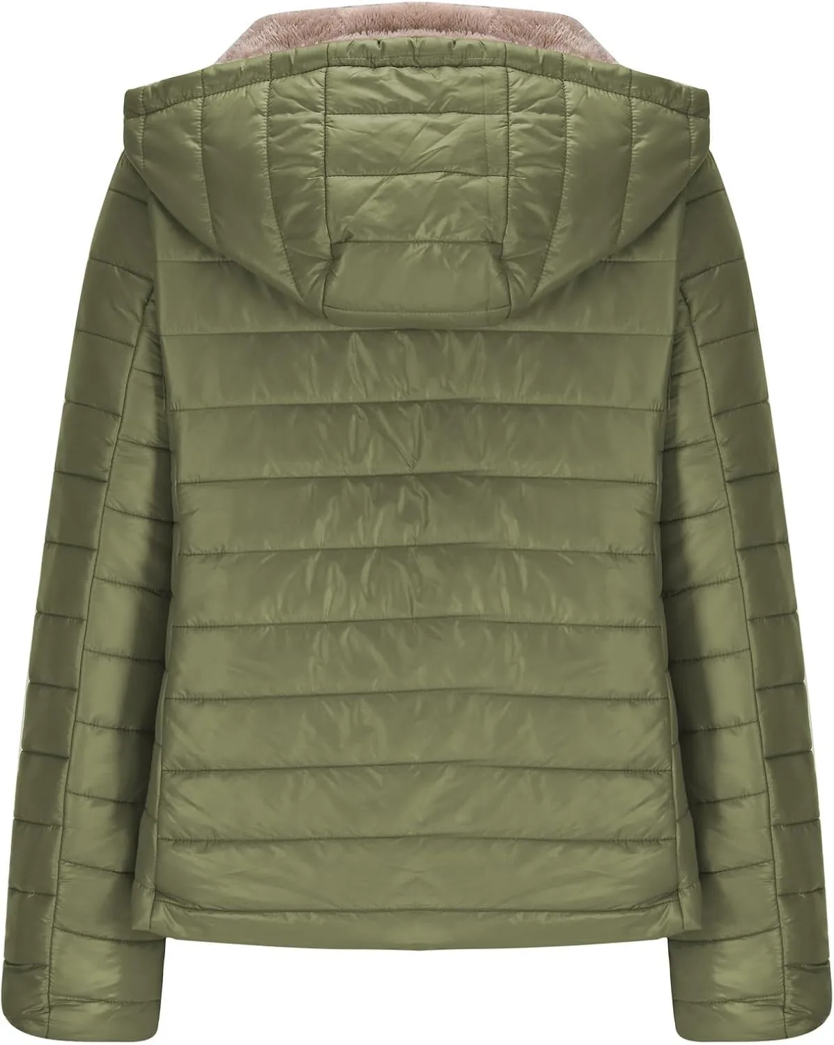 Lmdudan Women's Quilted Winter Coats Hooded Warm Puffer Jacket with Fleece Hood 2024 Lightweight Down Fleece Outerwear